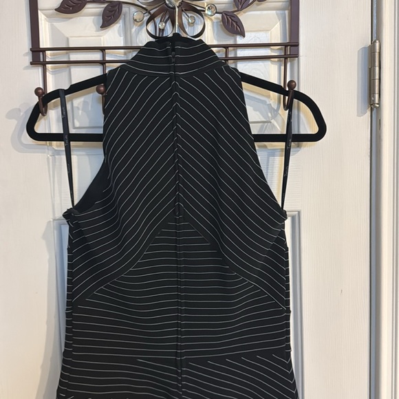 Caché Black Striped Unique Asymmetric Dress - Picture 7 of 9